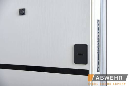 Вхідні двері квартирні abwehr модель 443 limana (колір кварцит + білий супермат) комплектация megapolis