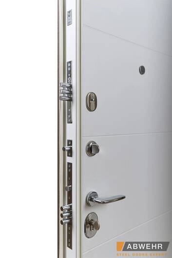 Вхідні двері квартирні abwehr модель 188 leavina (колір венге сірий горизонт + білий) комплектація megapolis