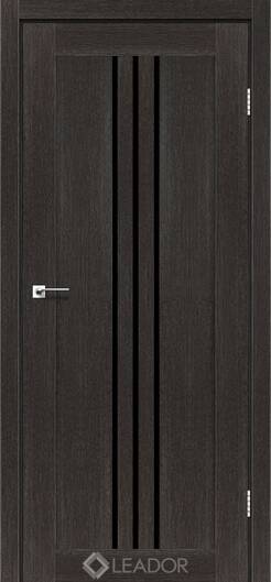 Міжкімнатні двері ламіновані ламінована дверь leador verona браун чорне скло