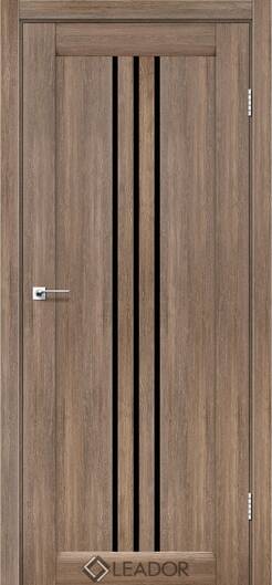 Міжкімнатні двері ламіновані ламінована дверь leador verona дуб саксонський чорне скло