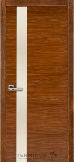 Міжкімнатні двері шпоновані шпонована дверь модель 21 горіх американський (біле скло)