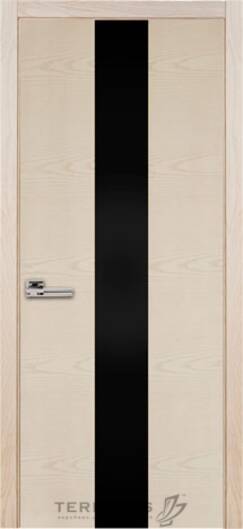 Міжкімнатні двері шпоновані шпонована дверь модель 23 ясень crema (чорне скло)