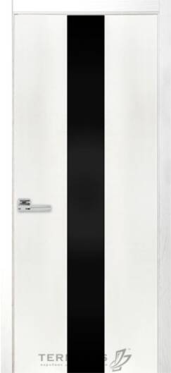 Міжкімнатні двері шпоновані шпонована дверь модель 23 ясен білий емаль (чорне скло)