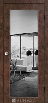 Міжкімнатні двері ламіновані модель sv-01 арт бетон дзеркало двостороннє графіт триплекс
