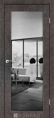 Міжкімнатні двері ламіновані модель sv-01 лофт бетон дзеркало двостороннє графіт триплекс