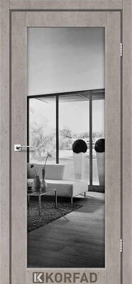 Міжкімнатні двері ламіновані модель sv-01 лайт бетон дзеркало двостороннє графіт триплекс