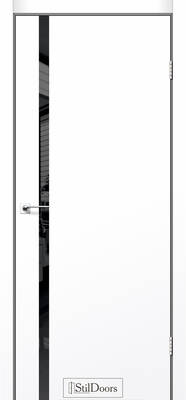 Міжкімнатні двері ламіновані ламінована дверь модель loft glass білий мат чорне скло