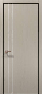 Міжкімнатні двері ламіновані ламінована дверь plato-24 дуб кремовий алюмінієва кромка