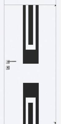 Міжкімнатні двері фарбовані а12.1.f.s білі чорне скло