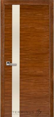Міжкімнатні двері шпоновані шпонована дверь модель 21 горіх американський (біле скло)