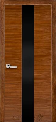 Межкомнатные двери шпонированные шпонированная дверь модель 23 орех американский (черное стекло)