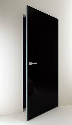 Приховані двері з чорним склом LACOBEL - Фото