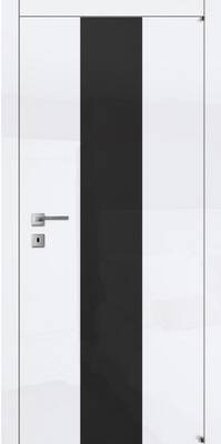 Міжкімнатні двері фарбовані а3.1.s білі чорне скло 230мм