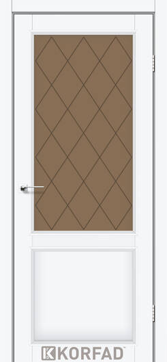 Міжкімнатні двері ламіновані модель cl-02 білий перламутр