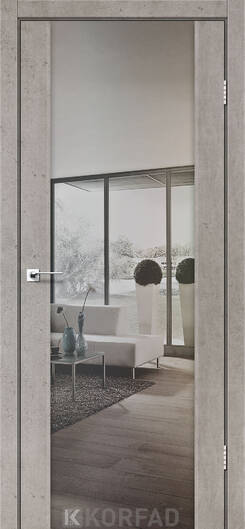 Міжкімнатні двері ламіновані модель sr-01 арт бетон  дзеркало двостороннє графіт триплекс