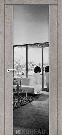 Міжкімнатні двері ламіновані модель sr-01 арт бетон  дзеркало двостороннє графіт триплекс