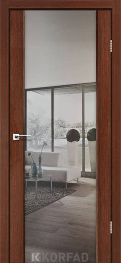 Міжкімнатні двері ламіновані модель sr-01 дуб марсала дзеркало двостороннє бронзове триплекс