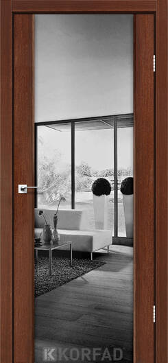Межкомнатные двери ламинированные ламинированная дверь модель sr-01 дуб тобакко зеркало двухстороннее графит триплекс