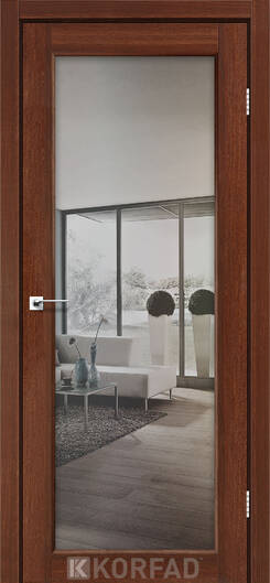 Міжкімнатні двері ламіновані модель sv-01 дуб марсала дзеркало двостороннє бронзове триплекс