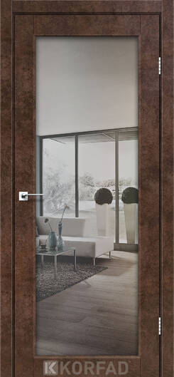 Міжкімнатні двері ламіновані модель sv-01 арт бетон дзеркало двостороннє графіт триплекс