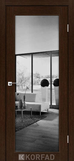 Міжкімнатні двері ламіновані модель sv-01 дуб нордік дзеркало двостороннє графіт триплекс