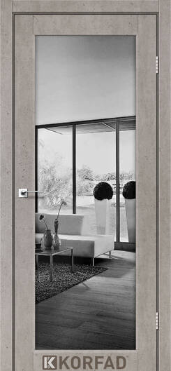 Міжкімнатні двері ламіновані модель sv-01 лофт бетон дзеркало двостороннє графіт триплекс
