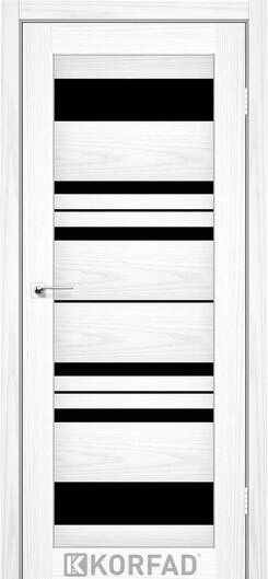 Міжкімнатні двері ламіновані модель  fl-04 біла модрина чорне скло