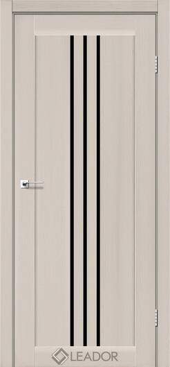Міжкімнатні двері ламіновані ламінована дверь leador verona сіре дерево чорне скло