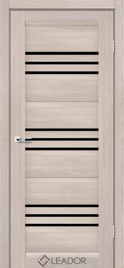 Міжкімнатні двері ламіновані ламінована дверь leador sovana сіре дерево чорне скло