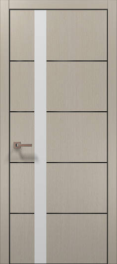 Міжкімнатні двері ламіновані ламінована дверь plato-12 дуб кремовий алюмінієва кромка