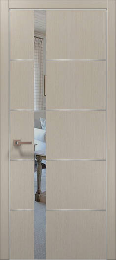 Міжкімнатні двері ламіновані ламінована дверь plato-12 дуб кремовий алюмінієва кромка
