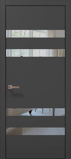 Міжкімнатні двері ламіновані ламінована дверь plato-28 темно-сірий супермат алюмінієва кромка