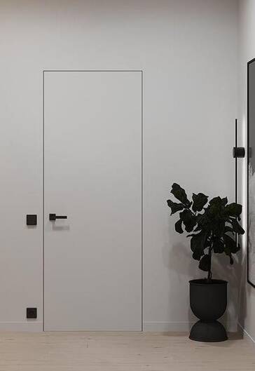 Міжкімнатні двері прихованого монтажу приховані білі фарбовані коробка level