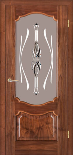 Межкомнатные двери шпонированные шпонированная дверь модель 41 орех амер. стекло-2