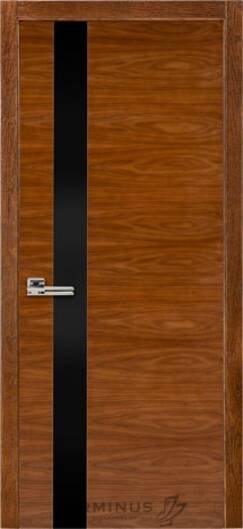 Межкомнатные двери шпонированные шпонированная дверь модель 21 орех американский (черное стекло)
