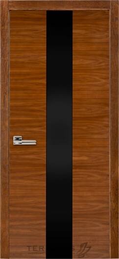 Міжкімнатні двері шпоновані шпонована дверь модель 23 горіх американський (чорне скло)
